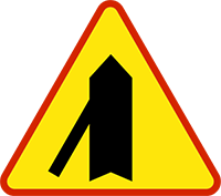 znak wlot drogi jednokierunkowej z lewej strony