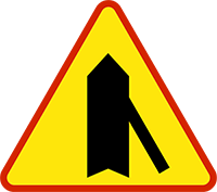 znak wlot drogi jednokierunkowej z prawej strony
