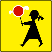 T-27 tabliczka wskazująca, że przejście dla pieszych jest szczególnie uczęszczane przez dzieci