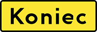 T-3 tabliczka wskazująca koniec odcinka, na którym powtarza się lub występuje niebezpieczeństwo