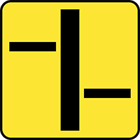 T-6b tabliczka wskazująca układ dróg podporządkowanych (umieszczana na drodze z pierwszeństwem)