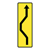 T-18 tabliczka wskazująca nieoczekiwaną zmianę kierunku ruchu o przebiegu wskazanym na tabliczce
