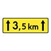 T-2 tabliczka wskazująca długość odcinka drogi, na którym występuje niebezpieczeństwo