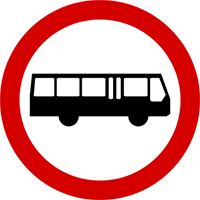 znak: zakaz wjazdu autobusów